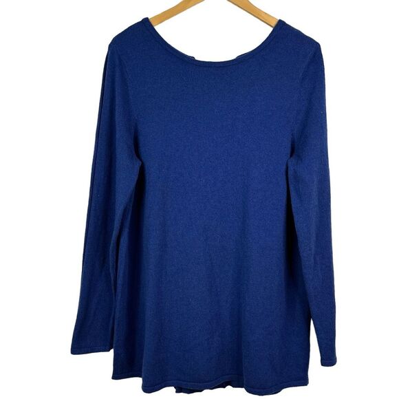 Soft Surroundings Reserva Sweater Large Blue Pleated Back Wool Blend NWT $89.95 - Picture 1 of 13
